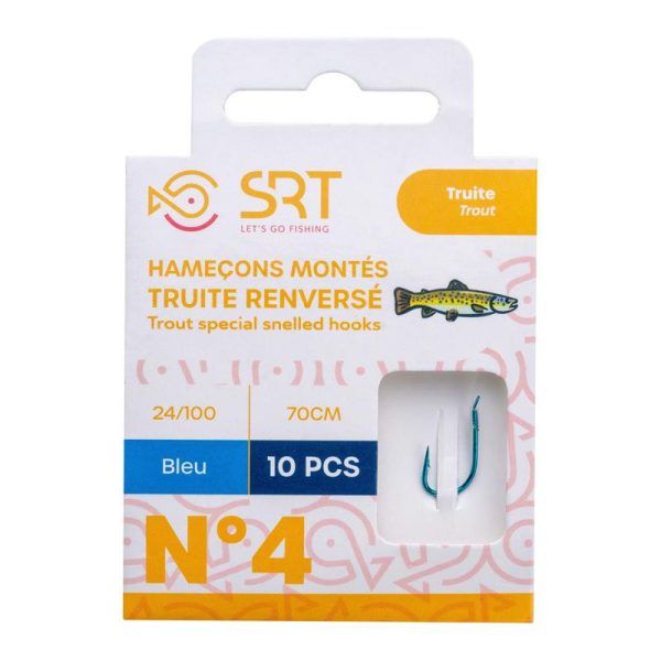 SRT Hamecon Monte Special Trout Reversed Blue 0,18mm 70cm Monofil 8 Voorgebonden Haken 10st