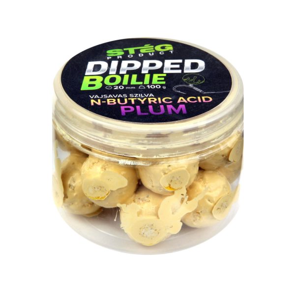 Stég Dipped Boilie 20mm Boterzuur-Pruim Haaiboilie 100gr