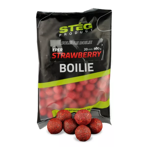 Stég Soluble Boilie Strawberry 20mm Etetőbojli 800gr