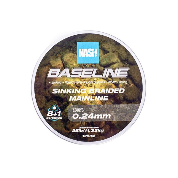 Nash Baseline Sinking Camo 0.24mm 1200m Gevlochten Hoofdlijn