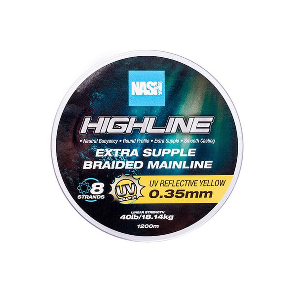 Nash Highline UV Geel 0,35mm 1200m Gevlochten Hoofdlijn