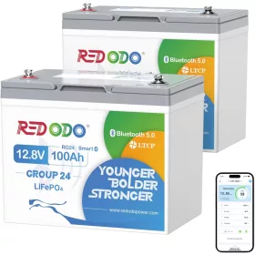 Redodo LiFePO4 12V 100Ah 1,28kWh Group24 BlueTooth Accu