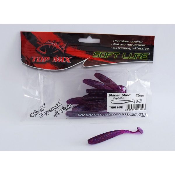Top Mix Shiner Shad Paars Rood 7,6cm Plastic Kunstaas 10 stuks