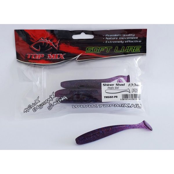 Top Mix Shiner Shad Paars Rood 10,0cm Plastic Kunstaas 6db