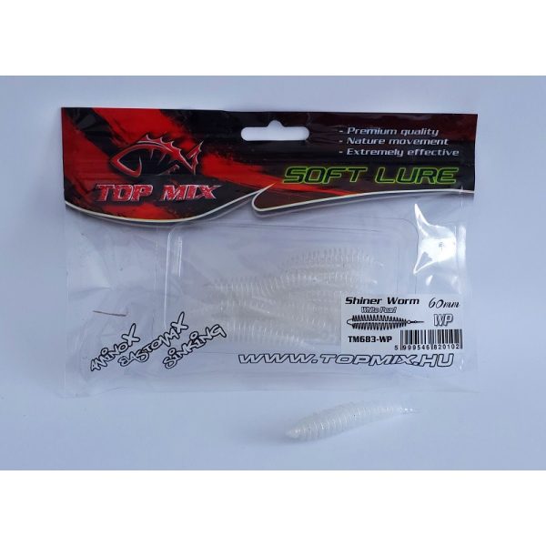 Top Mix Shiner Worm White Pearl 6,0cm Plastic Worm Aas 10db