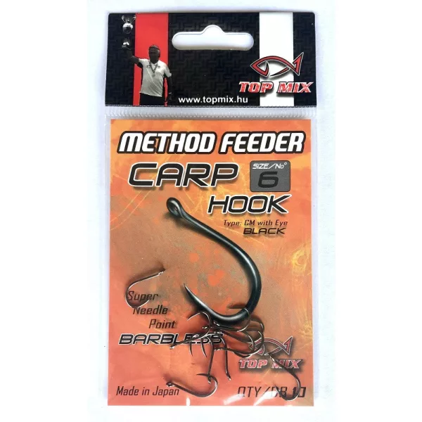 Top Mix Method Feeder Carp 6 Oog, Weerhaakloze Karperhaak 10 st.