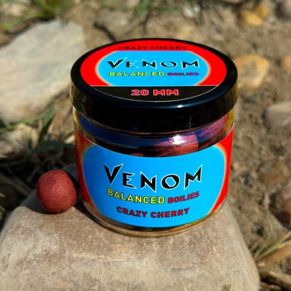 Feedermánia Venom Balanced Boilies Crazy Cherry 16mm Zinkend Haakaas 100gr
