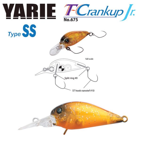Yarie T-Crankup Jr 675 Type SS 2,8cm 2,1gr C19 YM Bruine Wobbler
