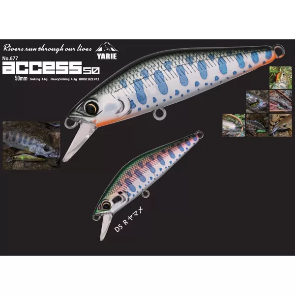 Yarie 677 Access S 50mm 3,6gr D5 R Yamame Wobbler