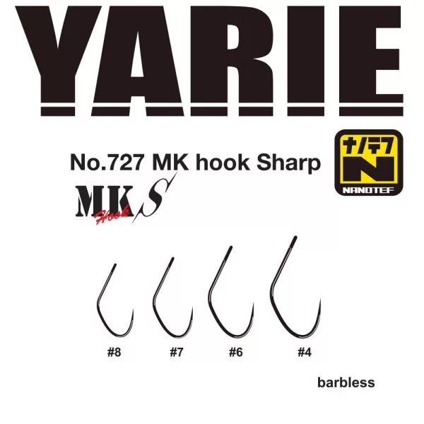 Yarie 727 MK Sharp 08 Barbless Oog, Weerhaakloze, Enkelvoudige Roofvishaak 16st