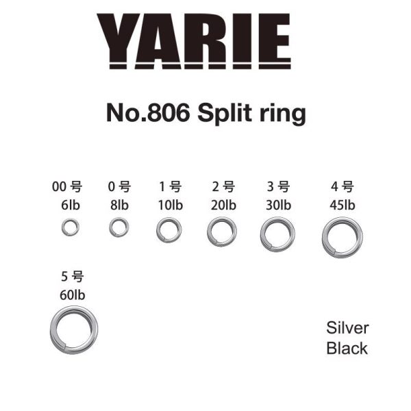 Yarie 806 Split Ring Black 30lb 3 Splitring 25 stuks