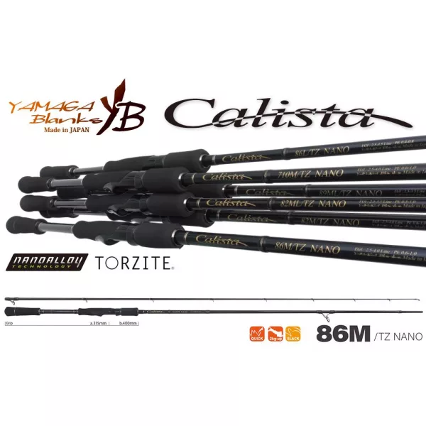 Yamaga Blanks Calista 86M TZ Nano 2,57m 28gr 2-delige Spinhengel