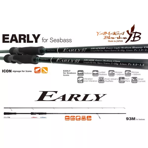 Yamaga Blanks Early Seabass 93M 2,81m 7-35gr 2-Delige Spinhengel