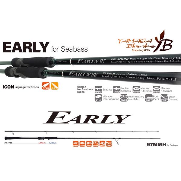 Yamaga Blanks Early Seabass 97MMH 2,92m 8-42gr 2-Delige Spinhengel