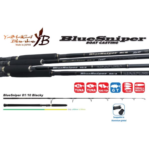 Yamaga Blanks Blauwe Sniper 81/10 Blacky Tuna 2,48m 50-130gr 2-Delige Spinning Hengel