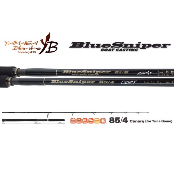 Yamaga Blanks Blue Sniper 85/4 Canary 2,57m 25-100gr 2-delige Spinhengel