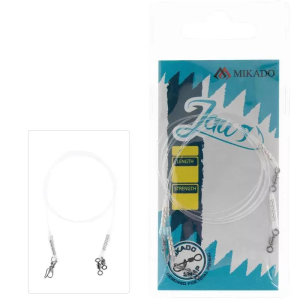 Mikado Jaws Fluorocarbon 25cm 15kg Roofvishaaklijn 2 stuks